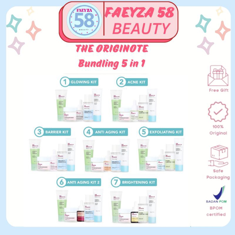 【READY STOCK】SPECIAL BUNDLE 5in1 The Originote Paket Skincare Face Wash Toner Serum Moisturizer Suns