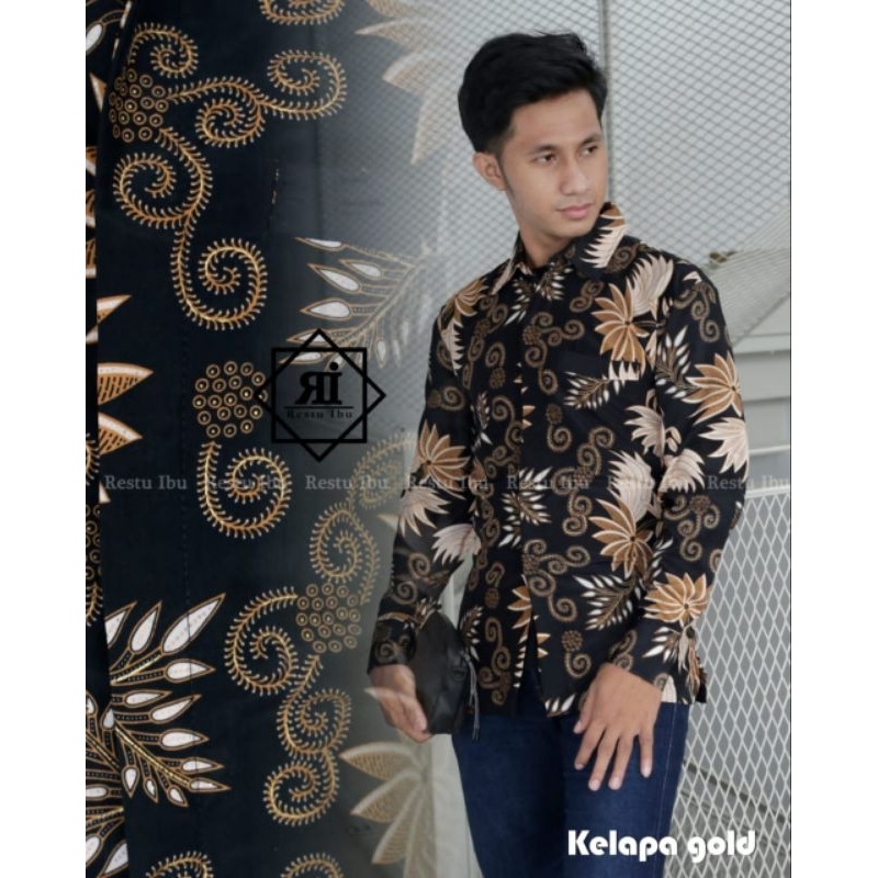 Kebayashopp - kemeja batik lengan panjang/kemeja batik kebaya/ASOKA PINK ASOKA BLACK /hem panjang/kemeja pesta/kemeja batik /kemeja murah/ vol 14