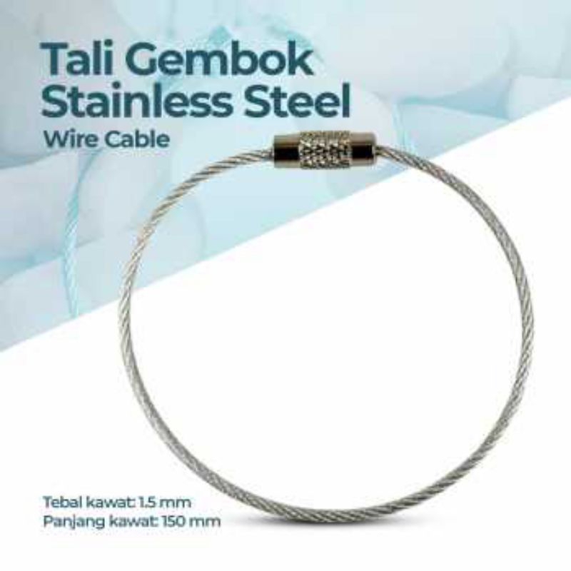 Gembok Stainless Steel bentuk tali kawat Wire Cable