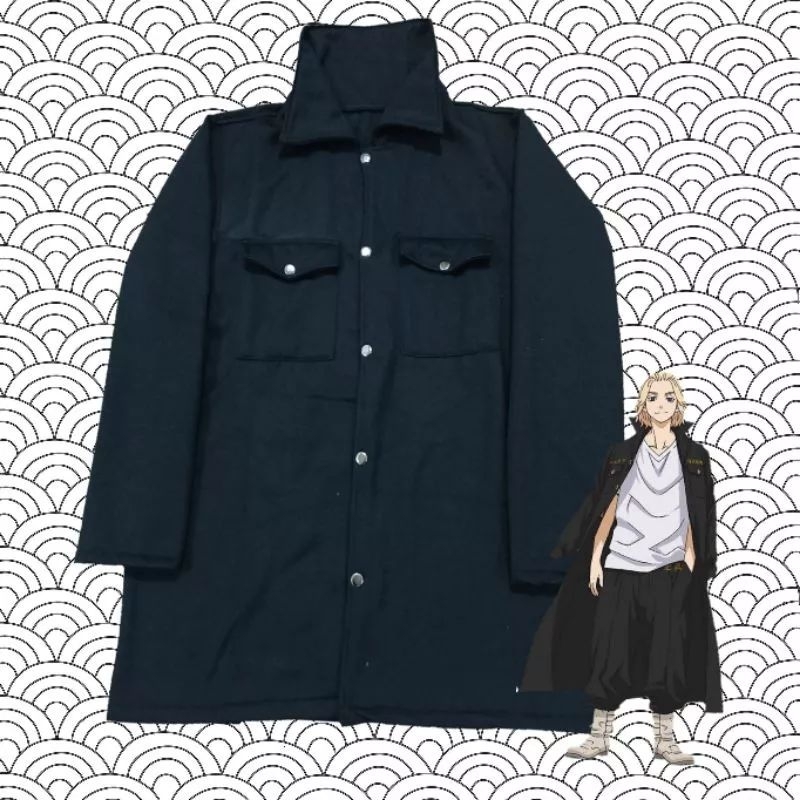 Jaket Jubah Anime Pria Polos Manji Kancing Tokyo Revenger