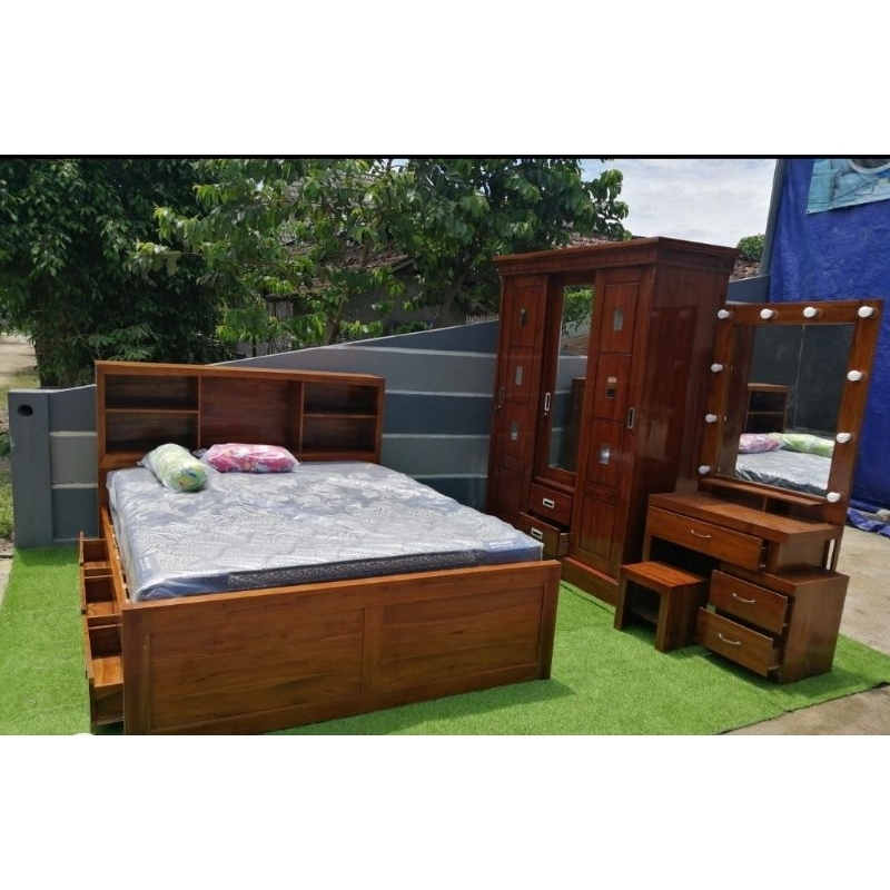 meja rias lemari jati set sleding dipan tempat tidur