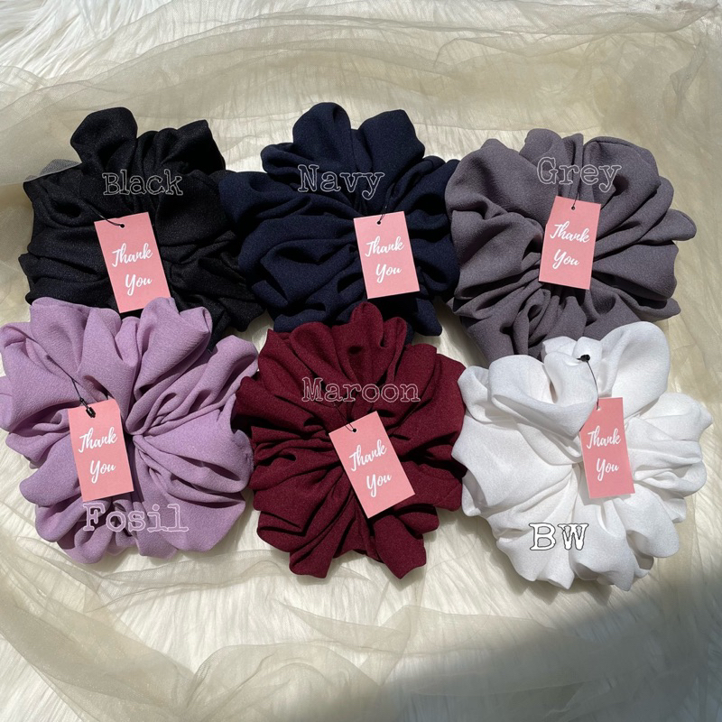 SCRUNCHIE ORI BAHAN DIAMOND PREMIUM CEPOL HIJAB KEKINIAN MURAH