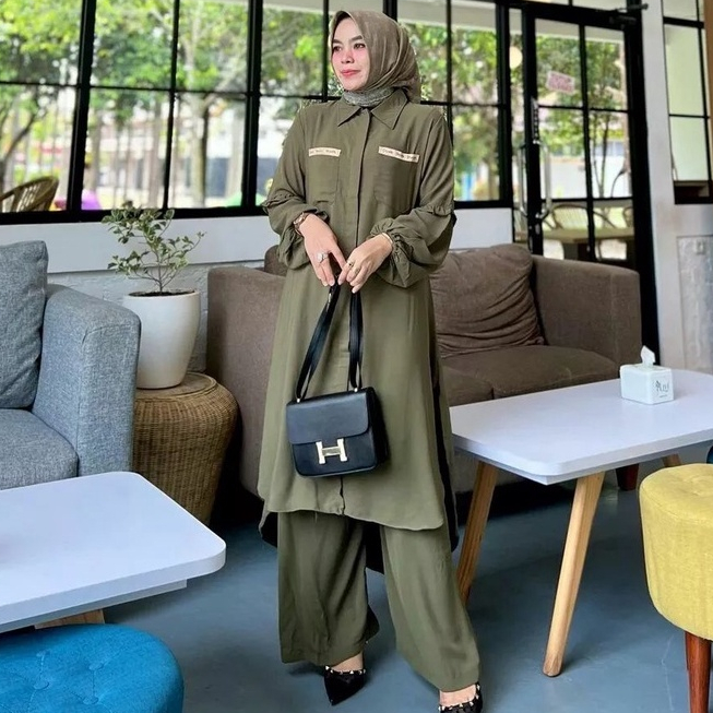 Kanaya set - tunik set / tunik setelan celana terbaru / tunik setelan / tunik setelan celana terbaru dress muslim / atasan tunik wanita / tunik wanita / tunik terbaru / one set kemeja dan celana / one set celana kulot / setelan kulot wanita kekinian / set