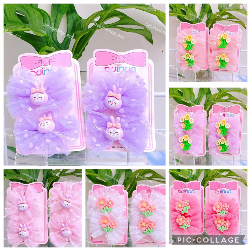 Delunashop_Acc Jepit Rambut 2 Pcs Model Pita Anak Perempuan Aksesories Anak Import kep 1 pasang motif micky strawberry