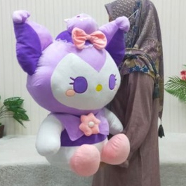 Boneka Kuromi Jumbo Kostum Kelelawar Size 24&quot;/65cm/boneka kuromi/boneka cinamorol/boneka karakter/boneka anak lucu/