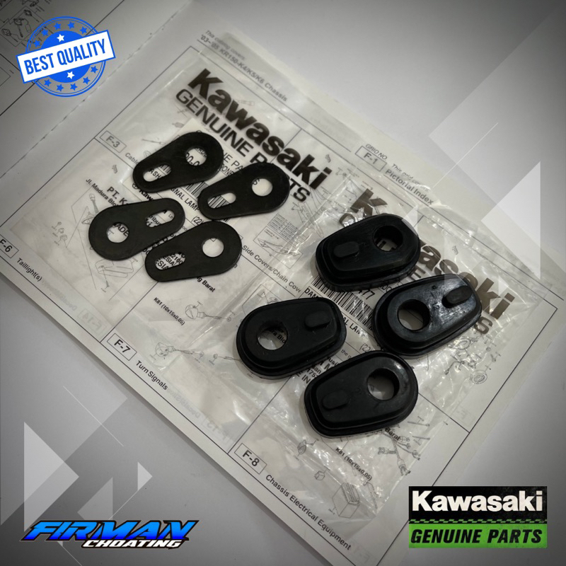 KARET DAMPER SET WASHER LAMPU SEIN DAMPER SIGNAL LAMP NINJA R SS ORIGINAL KAWASAKI • 92161-0477 (Damper) • 92200-0046 (Washer)