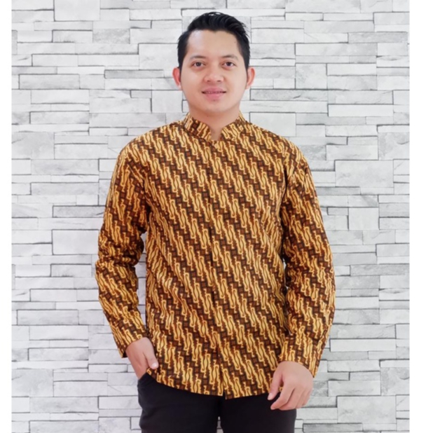 Koko Batik Motif LURIK Baju Batik Pria Lengan Panjang Katun Sragenan Atasan Batik Modern Kekinian