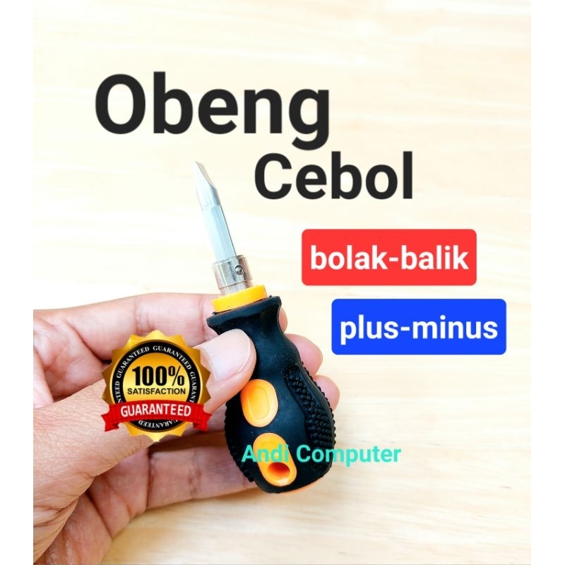 Obeng Cebol Kecil Pendek Plus Minus Bolak Balik