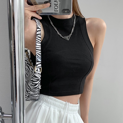 【MISSHONEY】Turtleneck Cropped Tank Top 7115