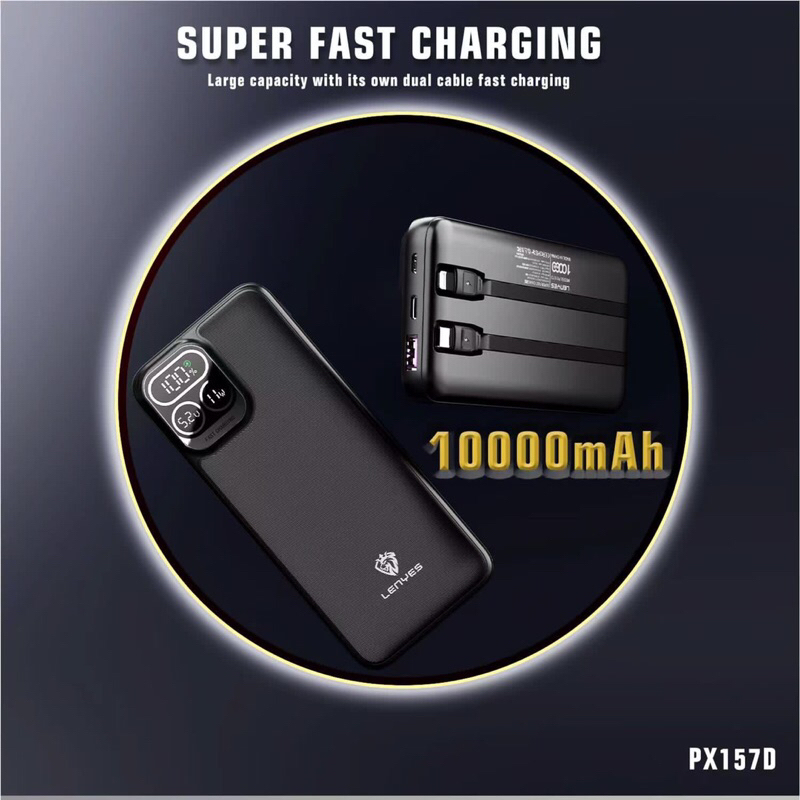 Powerbank Super Fast Charging 10.000mAh Lenyes PX157D Power Bank Original