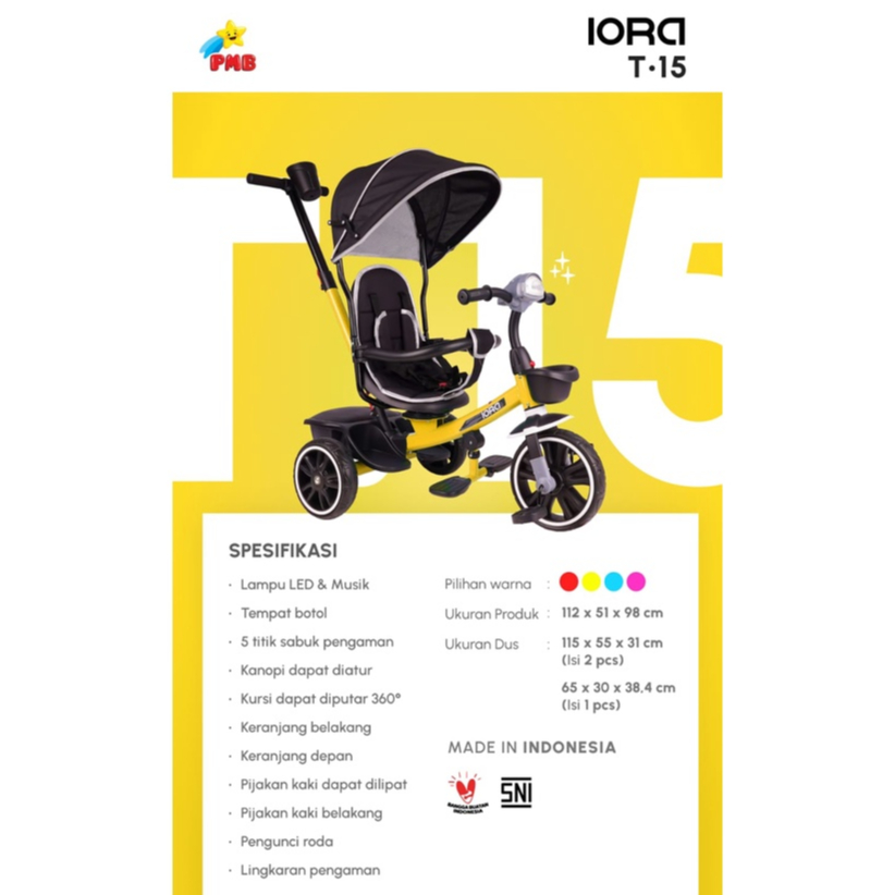 sepeda roda 3 tricycle IORA TRICYCLE T15 &amp; T15S terbaru