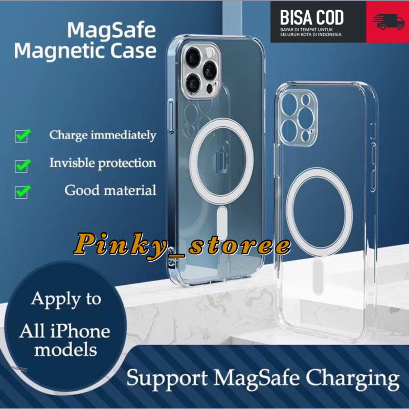 MAGSAFE CASE IPHONE 7/ 7+/ 8/ 8+/ X/ XS/ XR/ IPHONE 11/ 11PRO/ 11PRO MAX/ IPHONE 12/ 12PRO/ 12PRO MAX/ IP 13/ 13PRO/ 13PRO MAX/ IP 14/ 14PRO/ 14PRO MAX/ 14PLUS/ CLEAR HYBRID BUMPER CASING IPHONE