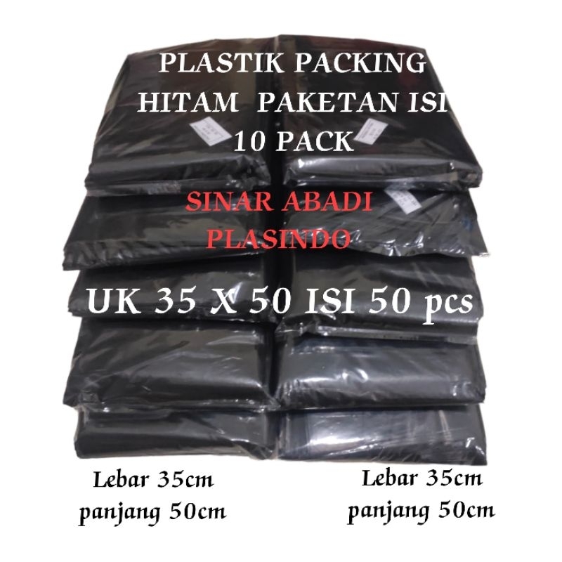 PACKING HITAM 35X50 (PAKETAN ISI 10 BKS),PLASTIK PACKING HITAM,PLASTIK SAMPAH KECIL
