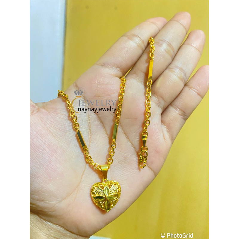 TOP 1 kalung medan balok love ukir uk 45 cm ( paling murah warna mirip emas 24k)