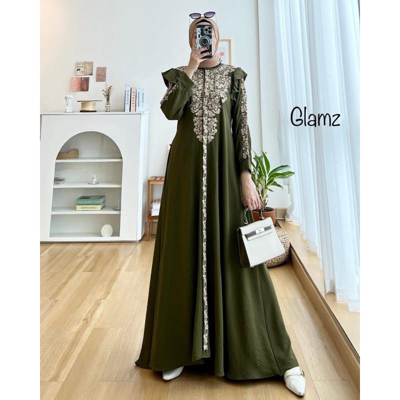 Fashion Muslim Gamis MAROKO ZARETA BORDIR Dress Maxy mewah bordiran rempel terlaris