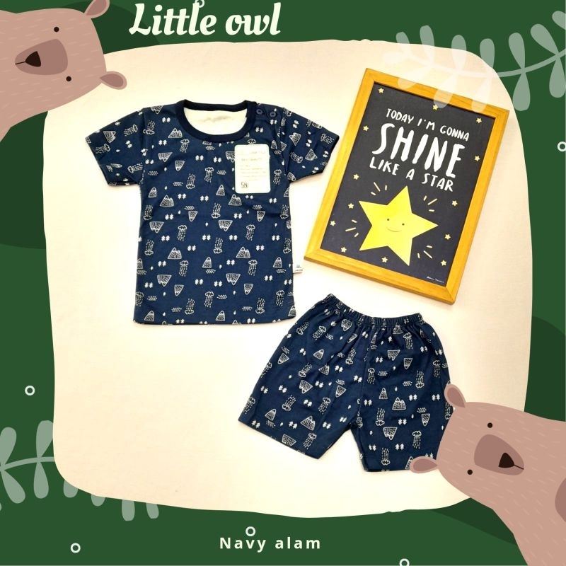 Baju Anak setelan pendek celana pendek piyama tidur bayi motif by Little Owl