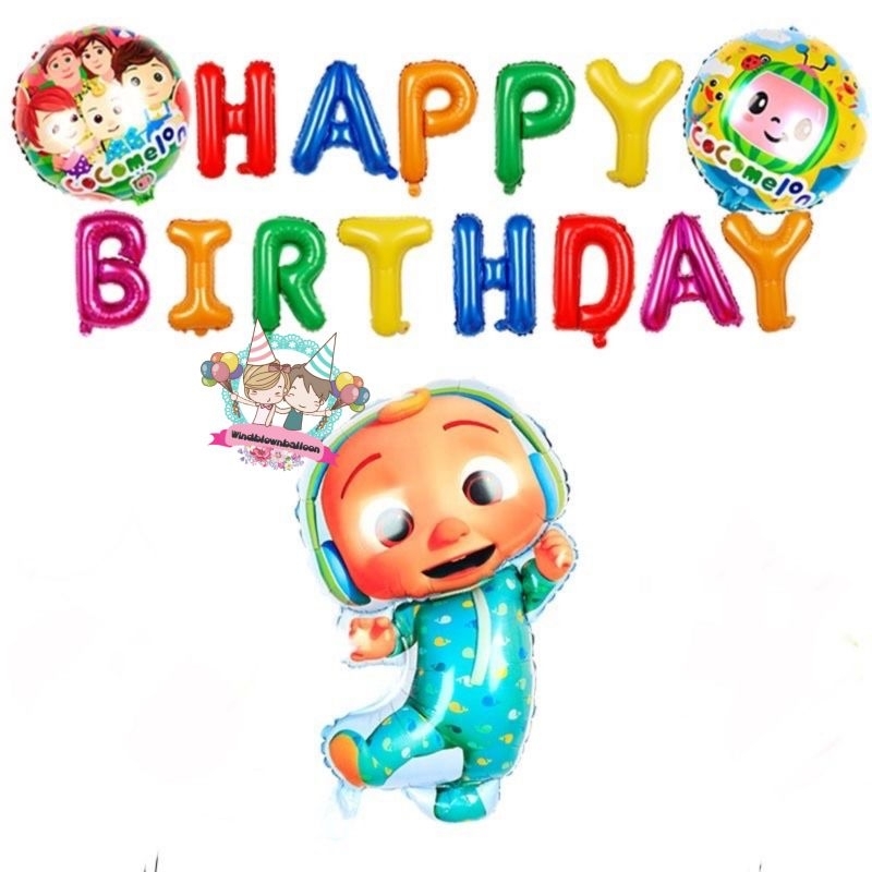 WINDBLOWN BALON SET ULANG TAHUN ANAK COCOMELON HBD BIRTHDAY BOY GIRL