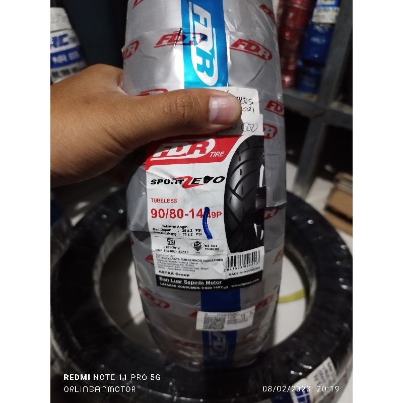 Ban FDR Sport Zevo 90/80-14 Tubles - Ban Belakang Vario125/Ban Belakang Beat Pop/Ban Belakang Mio So