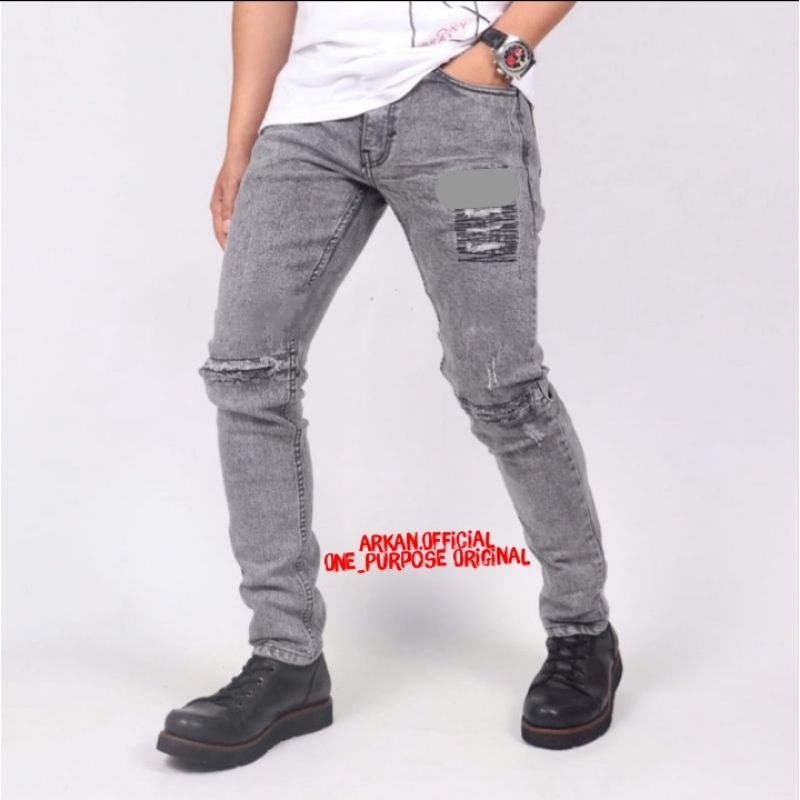 Celana Jeans Pria Black Viper Apparel Destroy VLG36™ - Original Series Sobek Lutut | Celana Cowo