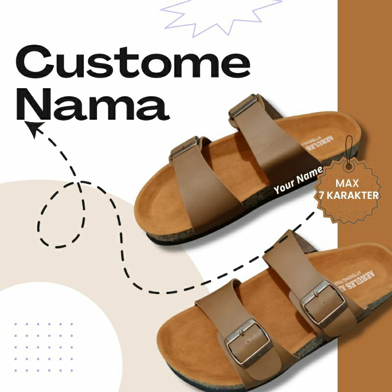 Sandal Custom Nama Satuan Tulisan Tali Jepit Pria Wanita Untuk Souvenir Pernikahan Kado Ulang Tahun Pacar Anniversary Wisuda Signature Side Emboss Premium Sandal Jepit Masakini Tali Kulit Motif ADS Summer Taste