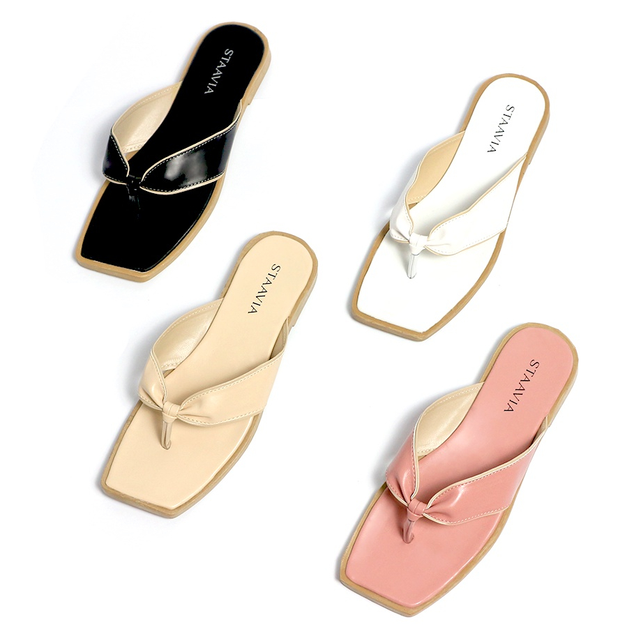 Sandal Flat Jepit Wanita Model Simple Warna Pastel Motif Kekinian Sandal Jepit Wanita Kekinian - Ovelia