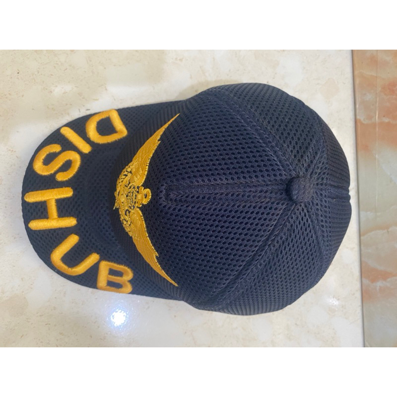 Topi Dishub Bahan Dobel mess Biru//hitam