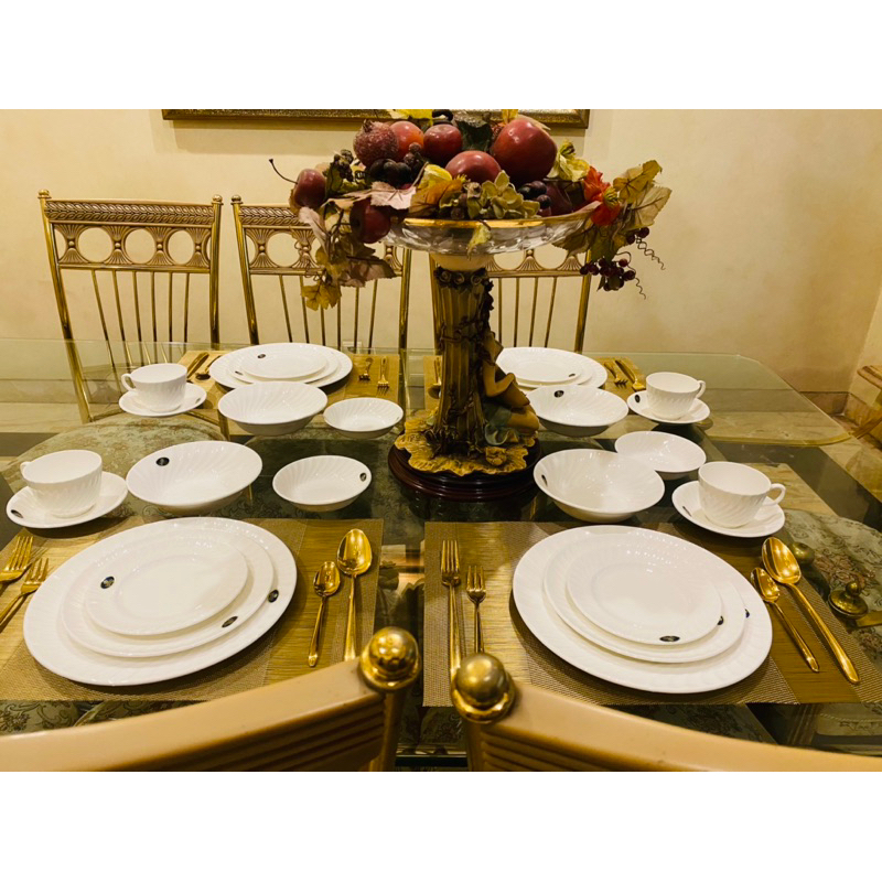 Dinner Set Aynsley England Snow White 28 Pcs Mewah Cantik