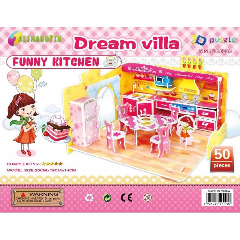 3D Puzzle Dream House Besar Puzzle Interior Rumah Puzzle 3D Miniatur Ruangan DIY Jigsaw Besar