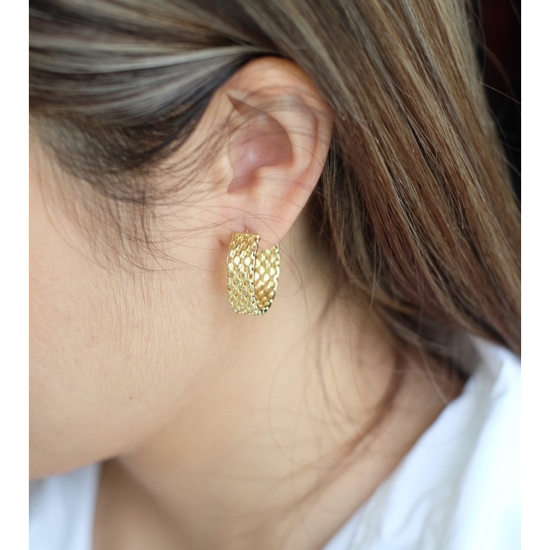 Ark.co - Tremaine mesh earrings hook anting rantai chunky statement