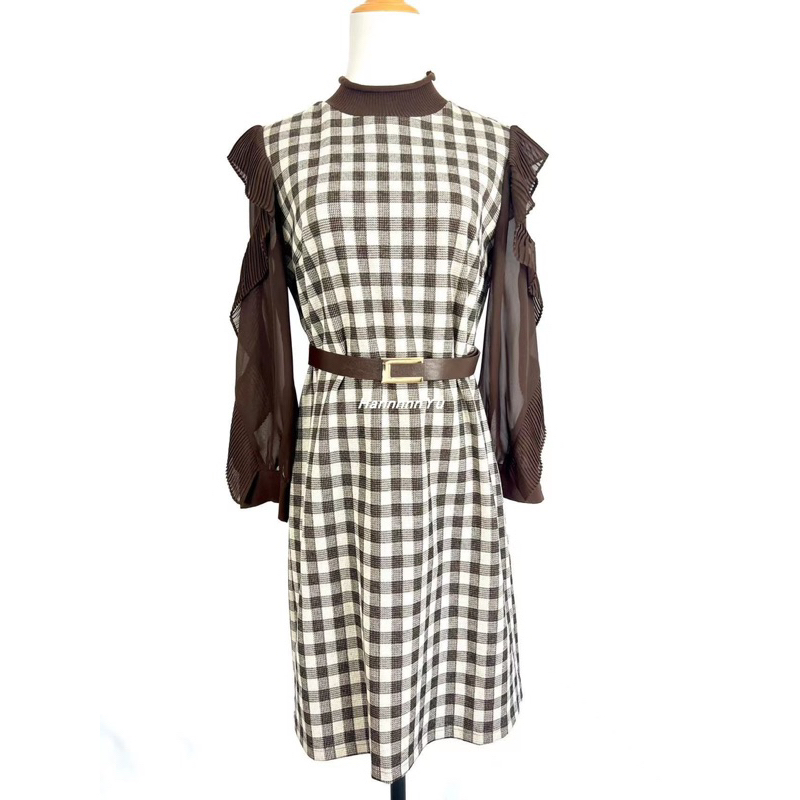 Dress Fashion Pullover Versatile Plaid M352