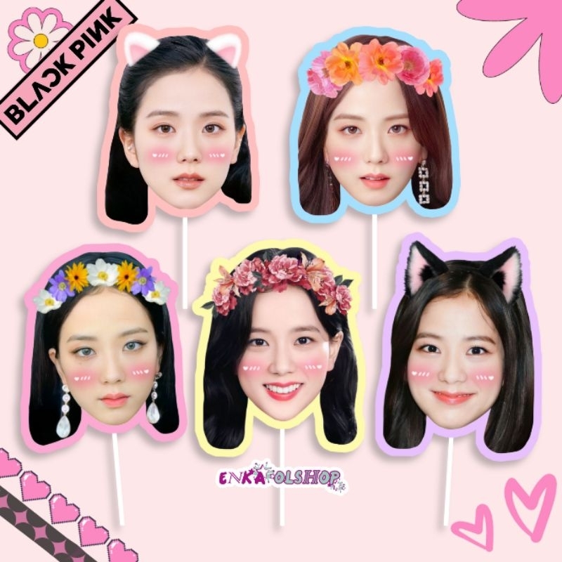 FAN FACE/KIPAS MUKA BLACKPINK : JISOO handfan, kipas kpop, kipas karakter, kipas wajah, topeng pesta
