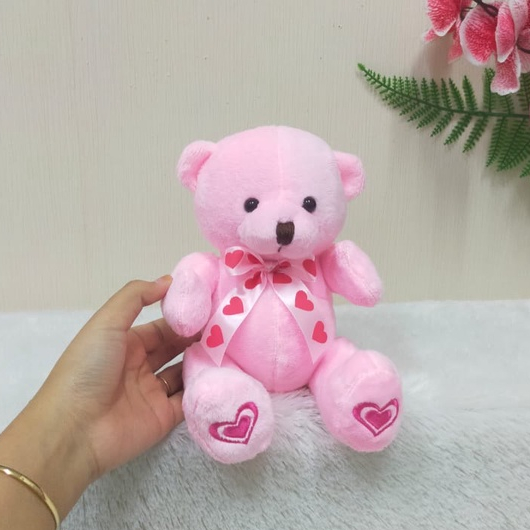 Boneka Teddy Bear Joint Tapak Hati Size 7&quot;/20cm/boneka beruang/boneka teddy/boneka lempar wedding/boneka souvenir/