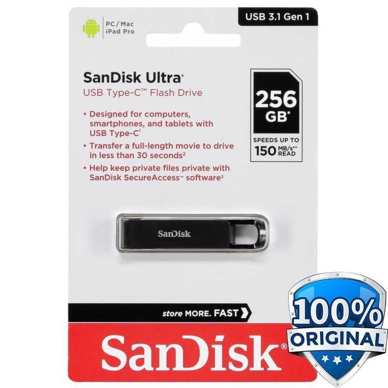 SanDisk Ultra 256GB USB Type C 3.1 Flashdisk - SDCZ460 Hitam