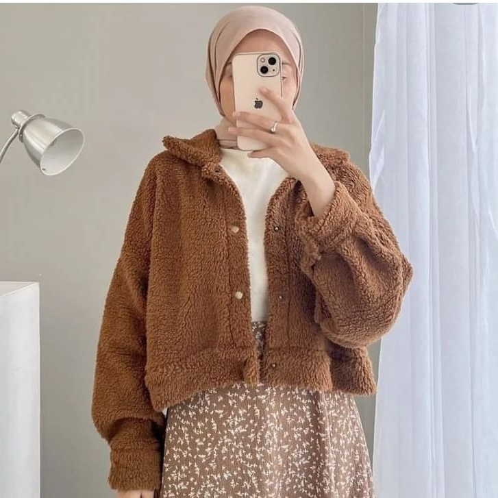 Public - Furry Jaket Sherpa - Jaket Sherpa Wanita Kekinian