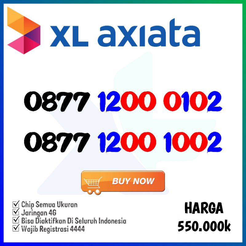 Nomor Cantik XL Nomer Kartu Perdana XLaxiata No 1200 0102 1002