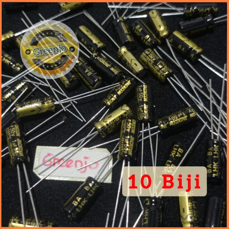 x10 Elco 1uf 50v Jackcon Taiwan / Capacitor Elko 1uf 50 Volt Original Jackcon