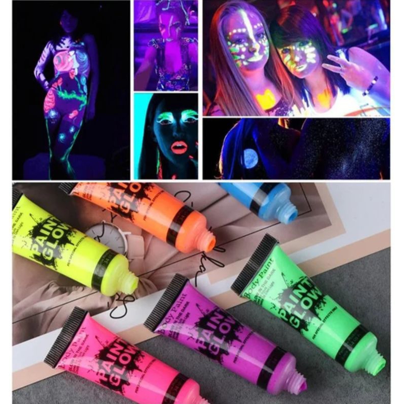 UKURAN BESAR 25ML CAT LUKIS BADAN WAJAH EYESHADOW CAIR BODY FACE GLOW IN THE DARK