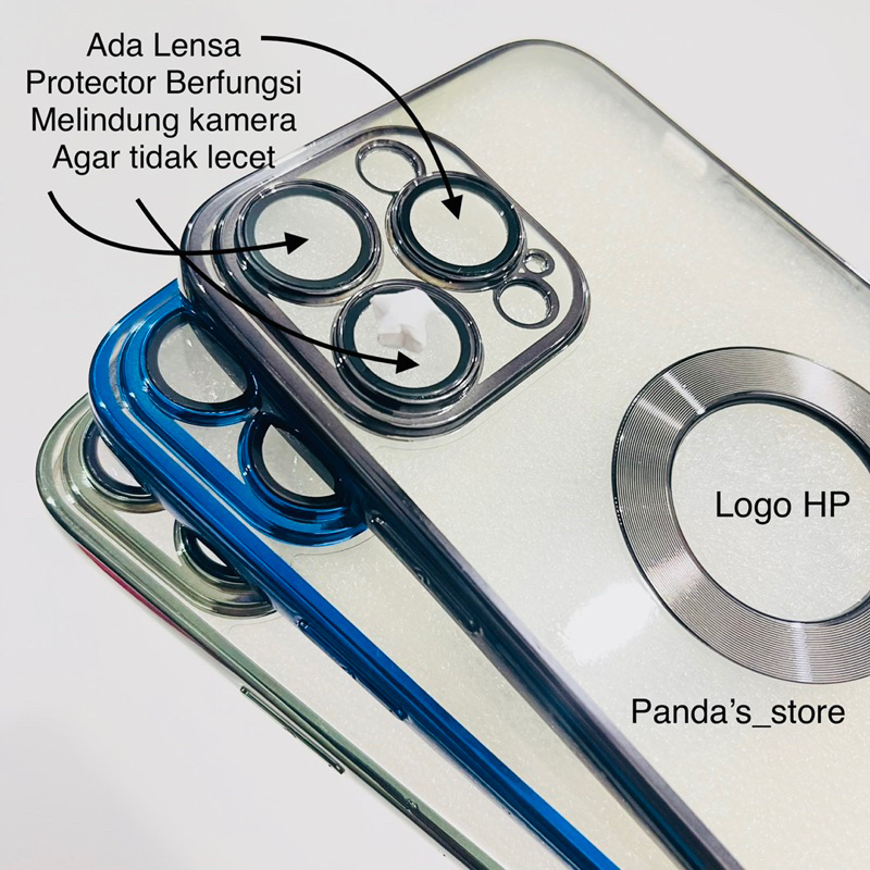 Softcase Iphone X / Xs Lens Protector Circle Chrome Logo Clear Case