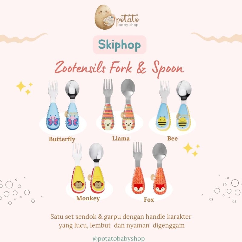 Skip Hop Zootensils Fork &amp; Spoon - Sendok Makan Anak Skiphop