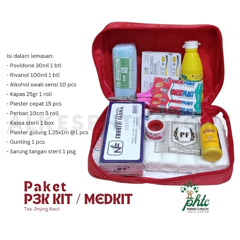 P3K Pouch First Aid Bag Kit l Medkit Travel l Paket P3K Tas Jinjing Kecil + Isi