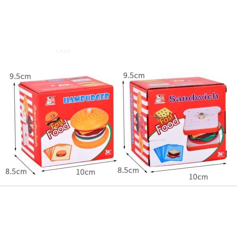 wooden stacking burger and sandwich / pretend play / sensory toys