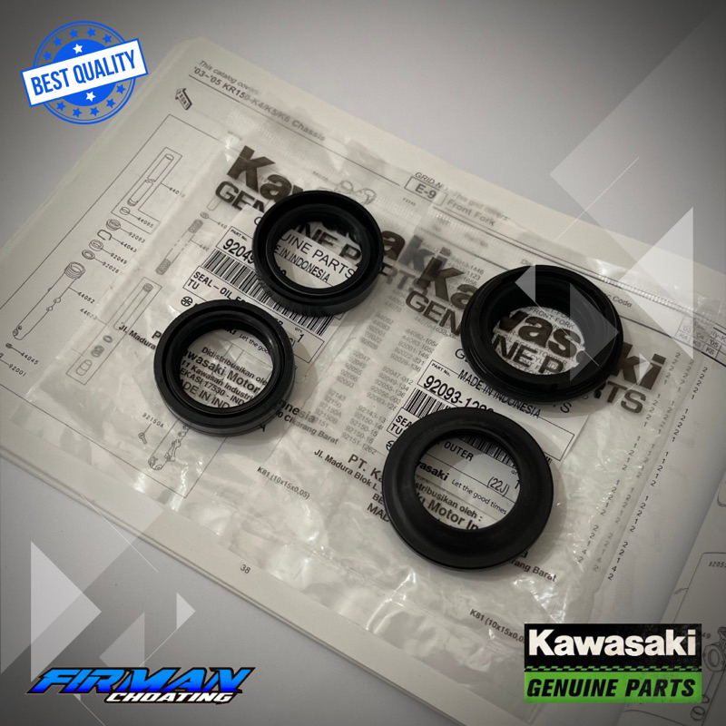 SEAL SHOCK DEPAN SEPAKET LUAR DALAM SEAL FORK OUTER NINJA R RR SS ORIGINAL KAWASAKI (4 pcs)