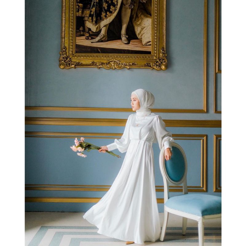 (NEW) AMIRA Dress - Baju Gamis Satin Maxmara Silk Dress Remaja Wanita Perempuan Ibu Muslim Muslimah 