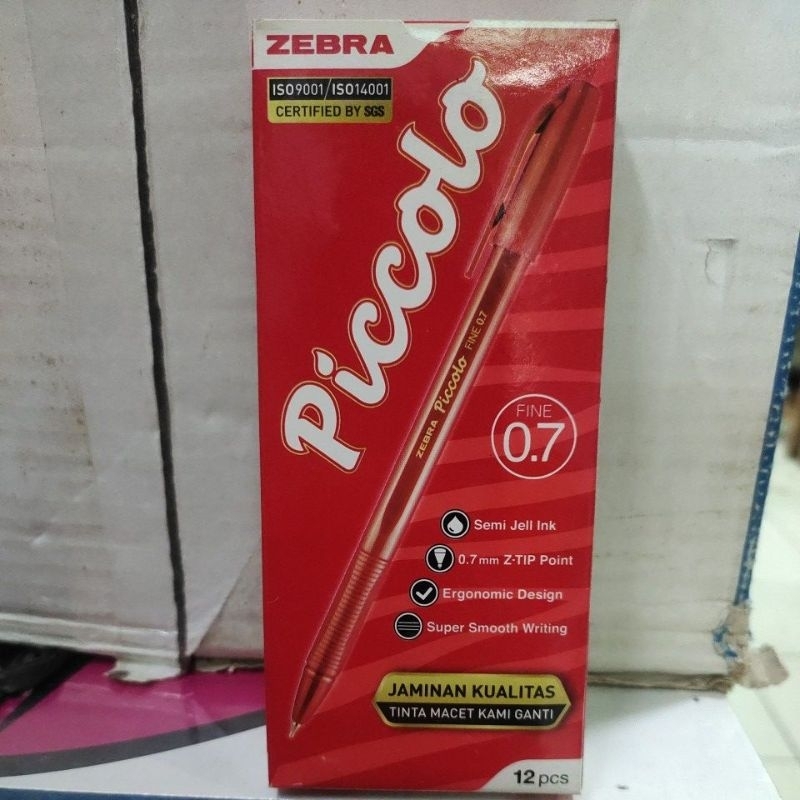 

zebra piccolo pulpen 0,7 red / lusin