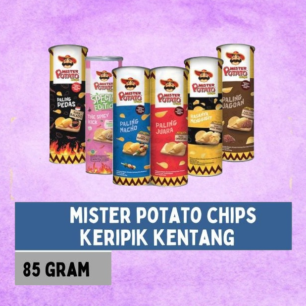 

MISTER POTATO Crisps 85gr gram Rasa Original / Barbeque BBQ / Roasted Beef Flavor Chips Keripik Kripik Kentang Crispy Snack Makanan Ringan Camilan Cemilan Chiki Ciki Jajan Jajanan Siap Saji Kemasan Tabung Silinder Shoppa Corner Malang Jawa Timur