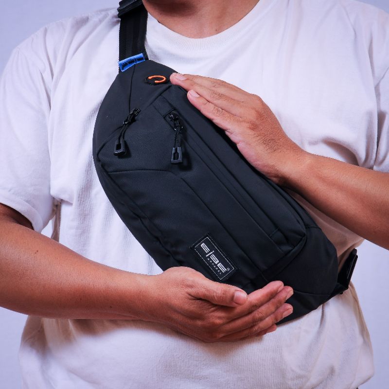 Waistbag waterproof tas pinggang premium anti air tas tas pria [ BLACK PHANTOM ]