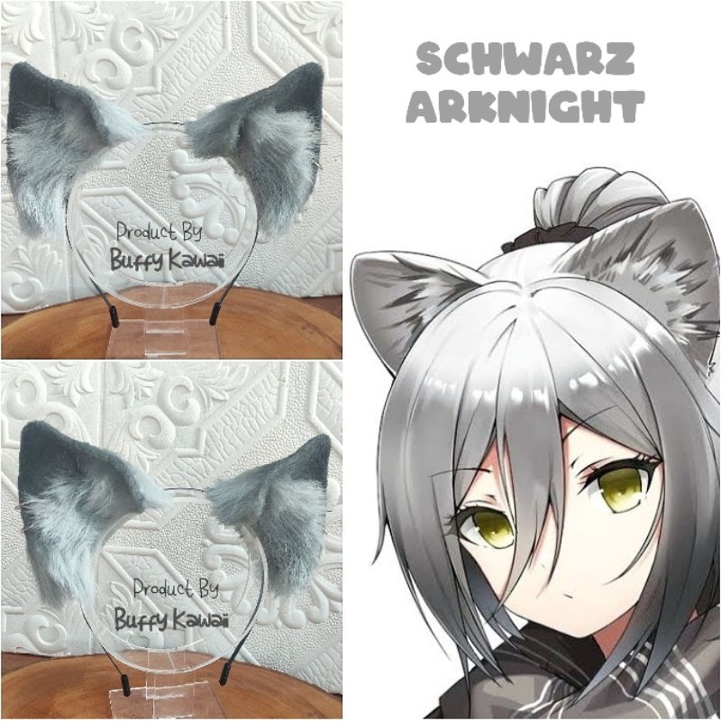 bando realistic ear cat fox nekomimi gray cosplay arknight game buffy kawaii fur wolf halloween