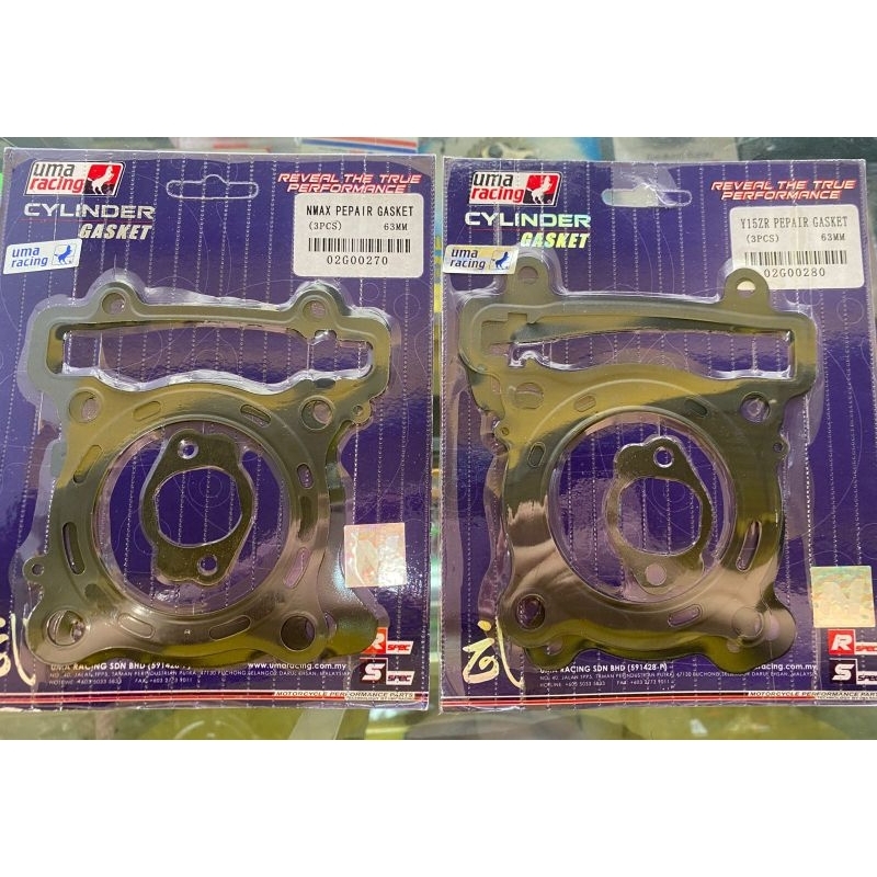 PAKING BLOK KOP INTEK GASKET INTAKE HEAD NMAX AEROX Y15ZR 63 UMA RACING 100% 63mm cylinder gasket ma