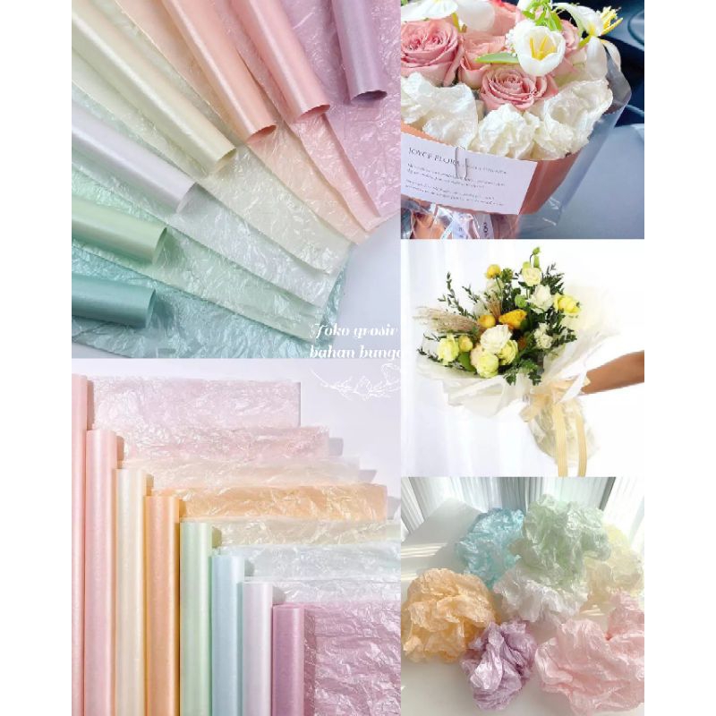 

Pearl SYDNEY paper 28gsm Kertas Buket Korea 1 Pcs Sidney Paper 1 Lembar Kertas Buket Variasi Glossy - Flower Wrapping paper Cotton