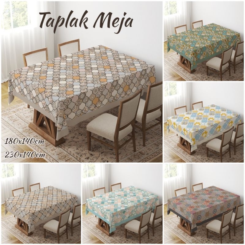 TAPLAK MEJA MAKAN MOTIF PRINT TURKISH GEO 140X180 &amp; 140X230CM